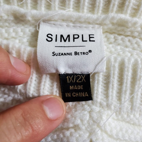 Simple by Suzanne Ivory Boatneck Ribbed Sweater Size 1X/2X NWT MSRP $114 - Picture 5 of 8
